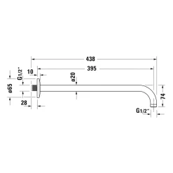 Duravit Bras de tête de douche en laiton, Barre de douche fixation murale 41cm (sans tête de douche) - Bronze brossé