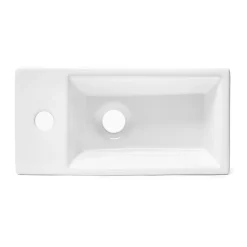 Lavabo|Swiss Aqua Technologies Brevis Lave-mains suspendu avec trou pour robinetterie à droite, 40,5x20,5x10,5cm + Siphon (SATBRE4020SR-SET2)