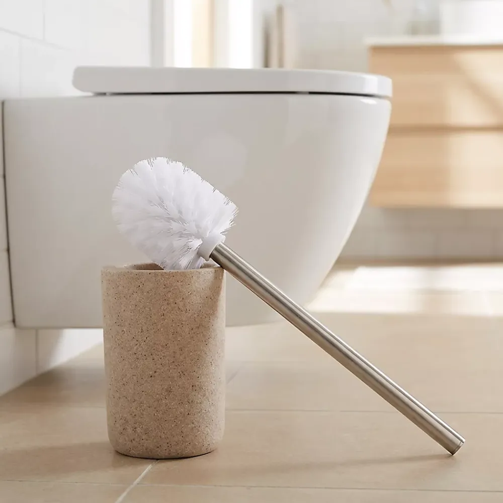 GoodHome Brosse WC et support Jubba en polyrésine et acier inoxydable coloris beige