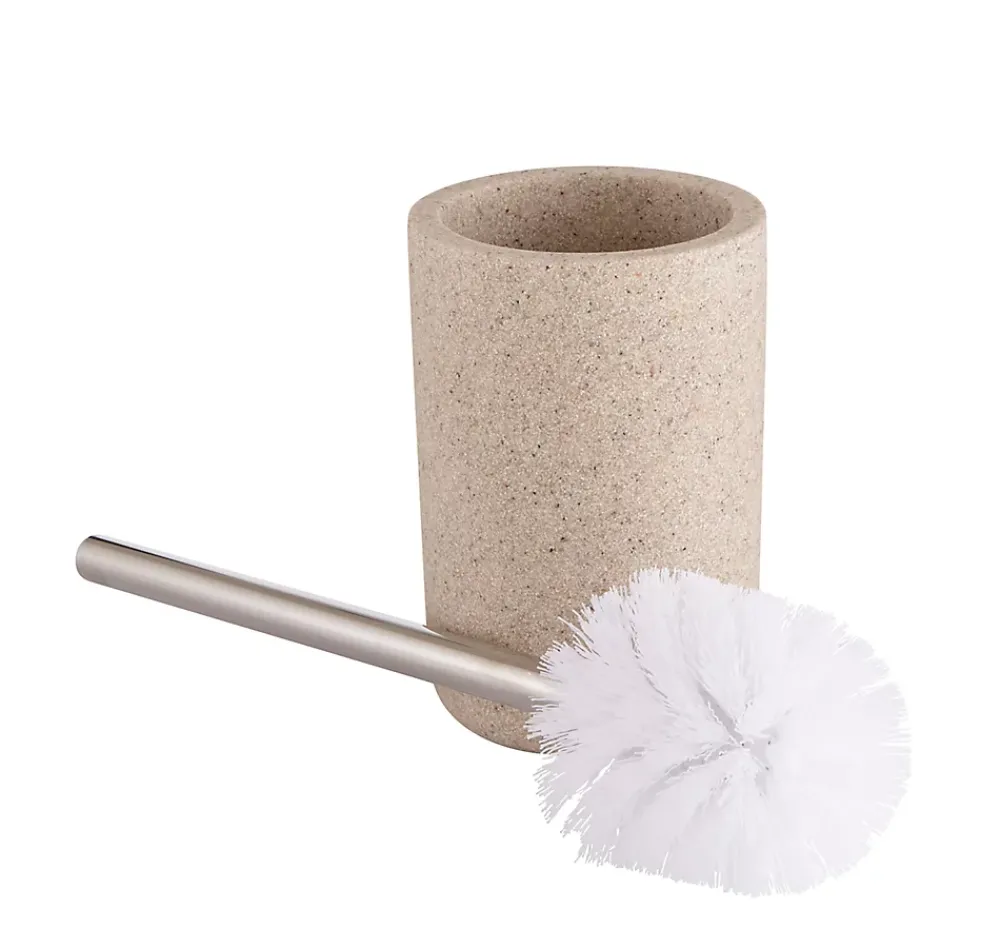 GoodHome Brosse WC et support Jubba en polyrésine et acier inoxydable coloris beige