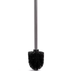 Accessoire Wc|MSV Brosse WC manche acier inoxydable brosse noire H.32 cm