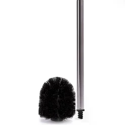 Accessoire Wc|MSV Brosse WC manche acier inoxydable brosse noire H.32 cm