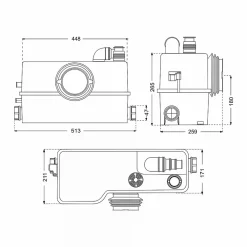 Bsf Broyeur WC 800 watt avec Alarme, idéal en logement locatif ou local PRO, très Robuste, Trappe de maintenance, marque Française