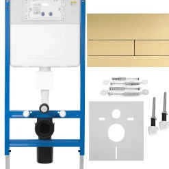 Rea Bâti Support Wc Avec Plaque De Commande Type T Brush Gold