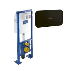 Wc Suspendu|Villeroy & Boch Bâti-support autoportant WC VILLEROY ET BOCH Viconnect avec plaque noir