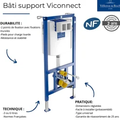 Wc Suspendu|Villeroy & Boch Bâti-support autoportant WC VILLEROY ET BOCH Viconnect avec plaque noir