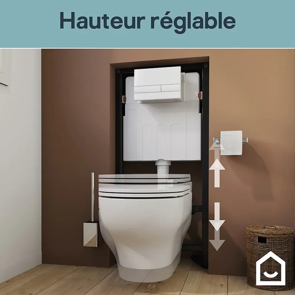 Wc Suspendu|GoodHome Bâti-support sol et mur pour WC suspendu autoportant, certifié NF, Silgo