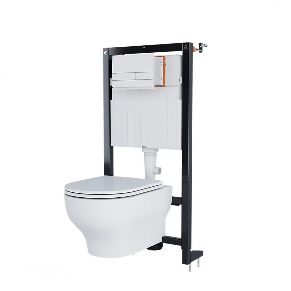 Wc Suspendu|GoodHome Bâti-support sol et mur pour WC suspendu autoportant, certifié NF, Silgo