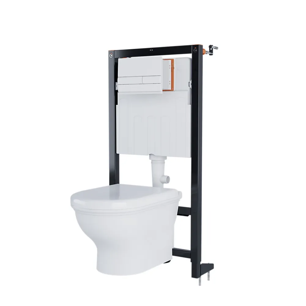Wc Suspendu|GoodHome Bâti-support sol et mur pour WC suspendu autoportant, certifié NF, Silgo