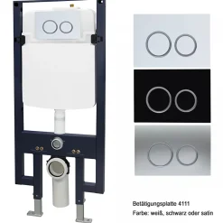 Wc Japonais|Bernstein Bâti-support Toilettes Japonais céramique, WC lavant japonais + télécommande - 38,4x59,3x38cm - PRO+ 1102 - Plaque 4111 noir mat