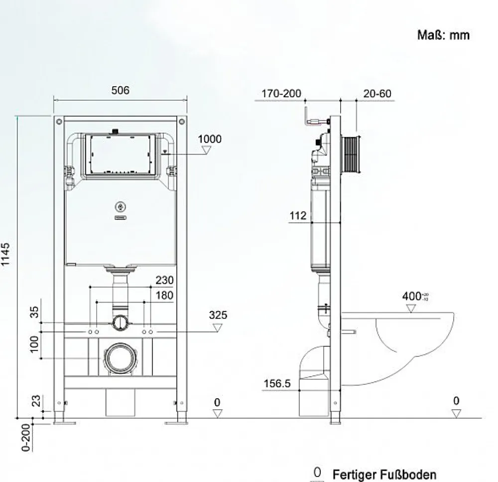 Bernstein Bâti-support Toilettes Japonais céramique, WC lavant japonais pack complet - 38,4x59,3x38cm - Basic 1102 Modèle 4112 blanc mat