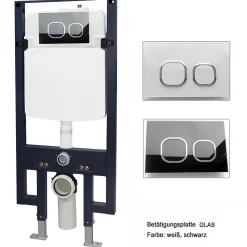Bernstein Bâti-support Toilettes Japonais céramique, WC lavant japonais + télécommande - 38,4x59,3x38cm - PRO+ 1102 - Plaque verre noir
