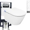 Bernstein Bâti-support Toilettes Japonais céramique, WC lavant japonais + télécommande - 38,4x59,3x38cm - PRO+ 1102 - Plaque 4112 blanc mat