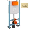 Wc Suspendu|Vitra Bâti-support V-Fix Core auto-portant + Plaque Root Round Or brossée