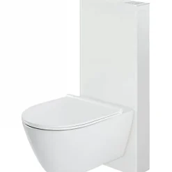 Wc Suspendu|Sanindusa Bâti-support WC suspendu avec habillage blanc complet insonorisé prêt à poser SANGLASS WALL 3/6L