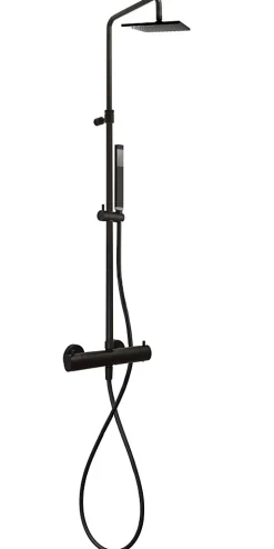 Colonne De Douche Hydromassante|Swiss Aqua Technologies B-Way Colonne de douche + Mitigeur thermostatique + Douchette + Flexible + Douche de tête, Noir mat (SATBWSST)