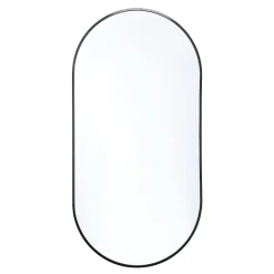 Naturel B-Way 120x60 cm miroir suspendu ovale, cadre en aluminium, noir (ZBWOV12060C)
