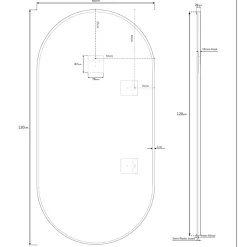 Naturel B-Way 120x60 cm miroir suspendu ovale, cadre en aluminium, noir (ZBWOV12060C)