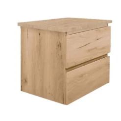 Meuble Sous-Vasque|Swiss Aqua Technologies B-Way 59x50x45 cm meuble de salle de bain suspendu avec plaque de recouvrement, 2 tiroirs, chêne mat (BWAY260OAKDESK)