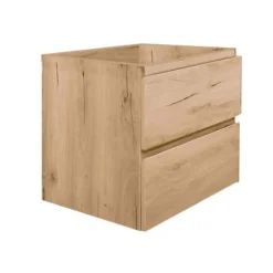 Meuble Sous-Vasque|Swiss Aqua Technologies B-Way 59x50x45 cm meuble de salle de bain suspendu avec plaque de recouvrement, 2 tiroirs, chêne mat (BWAY260OAKDESK)