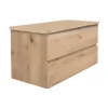 Swiss Aqua Technologies B-Way 99x50x45 cm meuble de salle de bain suspendu avec plaque de recouvrement, 2 tiroirs, chêne mat (BWAY2100OAKDESK)