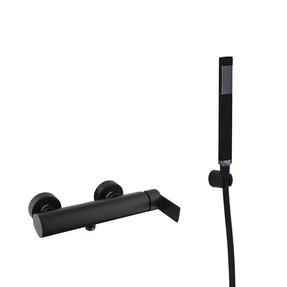 Swiss Aqua Technologies by Paffoni B-Way Set mitigeur de douche mécanique + Douchette 1 jet, Flexible 1,5m Noir mat (ATBSBW268-SET2