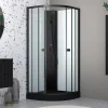 Aurlane Cabine de douche 1/4 de cercle 85x85x200 cm - Portes coulissantes - Receveur Noir Mat