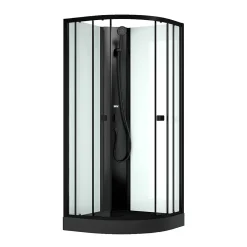 Aurlane Cabine de douche 1/4 de cercle 85x85x200 cm - Portes coulissantes - Receveur Noir Mat