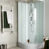 Cabine De Douche|GoodHome Cabine de douche 1/4 de cercle l.85 x L.85 x H.225 cm – hydromassante, blanc, montage rapide, Onega
