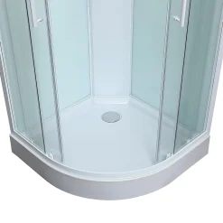 Cabine De Douche|GoodHome Cabine de douche 1/4 de cercle l.85 x L.85 x H.225 cm – hydromassante, blanc, montage rapide, Onega