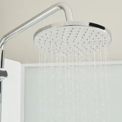 Cabine De Douche|GoodHome Cabine de douche 1/4 de cercle l.85 x L.85 x H.225 cm – hydromassante, blanc, montage rapide, Onega