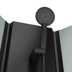 Aurlane Cabine de douche 1/4 de cercle 85x85x200 cm - Portes coulissantes - Fonds Blancs & Profilés Noir Mat