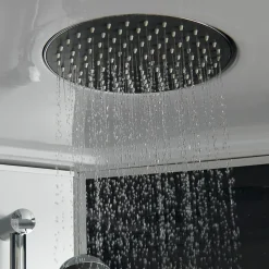 Cabine De Douche|GoodHome Cabine de douche 1/4 de cercle l.90 x L.90 x H.215 cm – hydromassante, gris anthracite, profilés chromés, montage rapide, Onega