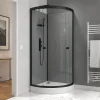 Galedo Cabine de douche 1/4 de cercle l.90 x L.90 x H.215 cm – équipements noir mat, grande ouverture, Grey Touch