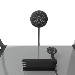 Galedo Cabine de douche 1/4 de cercle l.90 x L.90 x H.215 cm – équipements noir mat, grande ouverture, Grey Touch