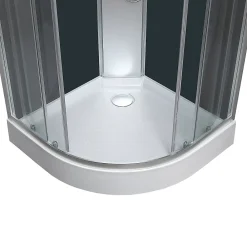 GoodHome Cabine de douche 1/4 de cercle l.85 x L.85 x H.225 cm – hydromassante, chromé, montage rapide, Onega
