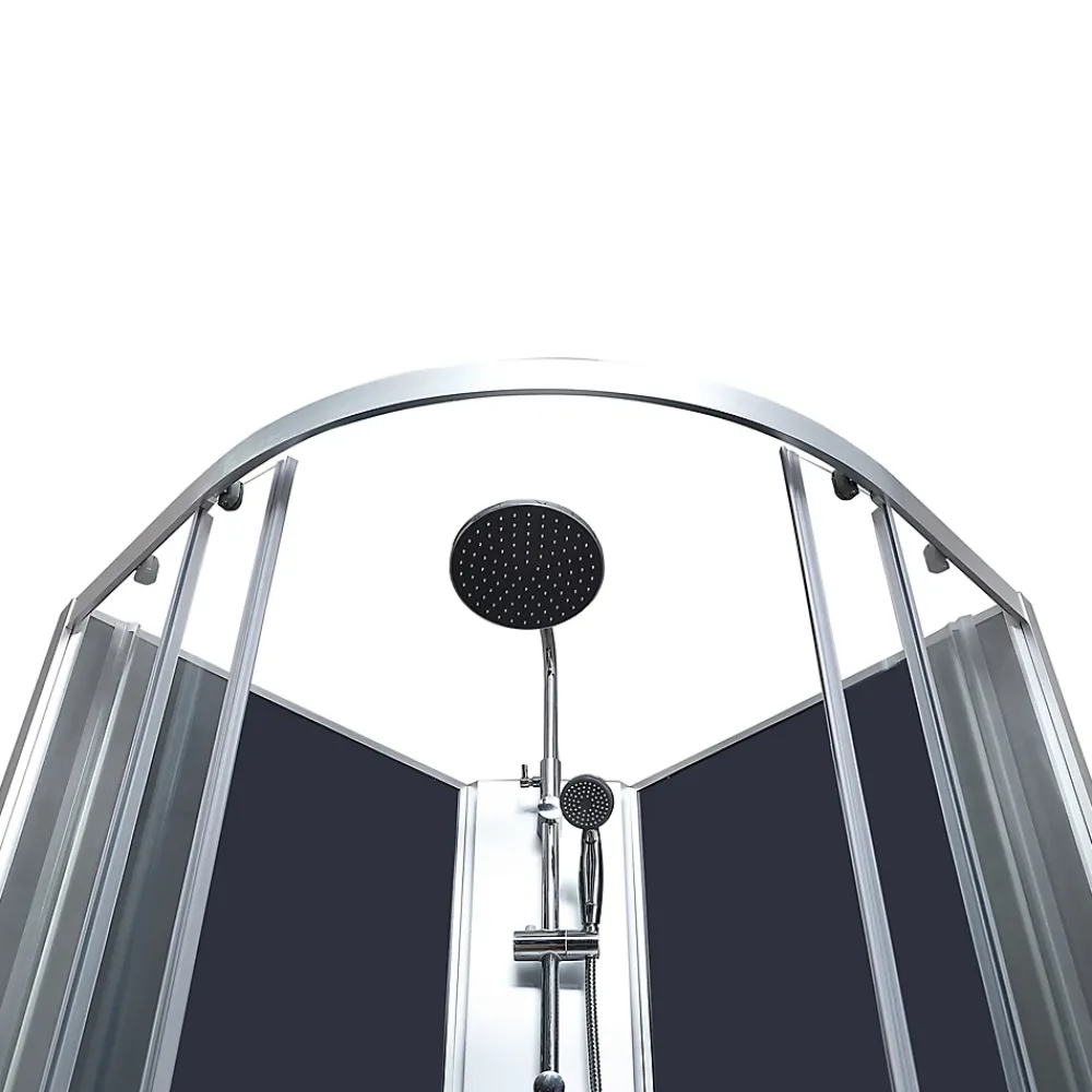 GoodHome Cabine de douche 1/4 de cercle l.85 x L.85 x H.225 cm – hydromassante, chromé, montage rapide, Onega