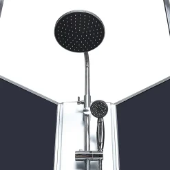 GoodHome Cabine de douche 1/4 de cercle l.85 x L.85 x H.225 cm – hydromassante, chromé, montage rapide, Onega