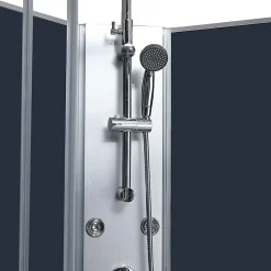 GoodHome Cabine de douche 1/4 de cercle l.85 x L.85 x H.225 cm – hydromassante, chromé, montage rapide, Onega