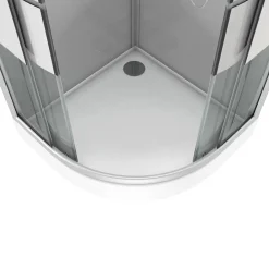 Cabine De Douche|Galedo Cabine de douche 1/4 de cercle l.90 x L.90 x H.215 cm – structure effet chrome, fond gris, sérigraphie 3 bandes, River 2 Round