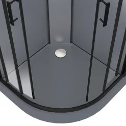 GoodHome Cabine de douche 1/4 de cercle l.90 x L.90 x H.220 cm – hydromassante, fond gris profilés noirs, traitement anticalcaire, Beloya