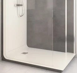 Cabine De Douche Pmr| Cabine de douche à l’italienne l.90 x L.140 x H.218 cm – effet pierre charbon, receveur de plain-pied, Elmer Serenity