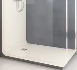 Cabine De Douche Pmr| Cabine de douche à l’italienne l.90 x L.140 x H.218 cm – effet béton, receveur de plain-pied, Elmer Serenity