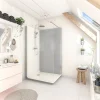 Cabine De Douche Pmr| Cabine de douche à l’italienne l.90 x L.120 x H.218 cm – effet ciment, receveur de plain-pied antidérapant, Elmer Serenity