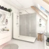Cabine De Douche Pmr| Cabine de douche à l’italienne l.90 x L.170 x H.218 cm – effet pierre grise, receveur de plain-pied, Elmer Serenity