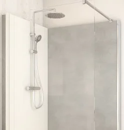 Cabine De Douche Pmr| Cabine de douche à l’italienne l.80 x L.120 x H.218 cm – effet pierre grise, receveur de plain-pied, Elmer Serenity