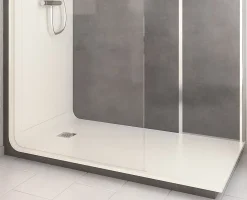 Cabine de douche à l’italienne l.90 x L.170 x H.218 cm – effet pierre charbon, receveur de plain-pied, Elmer Serenity