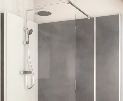 Cabine De Douche Pmr| Cabine de douche à l’italienne l.80 x L.160 x H.218 cm – effet pierre charbon, receveur de plain-pied, Elmer Serenity