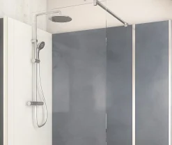 Cabine De Douche Pmr| Cabine de douche à l’italienne l.80 x L.160 x H.218 cm – effet béton, receveur de plain-pied, Elmer Serenity