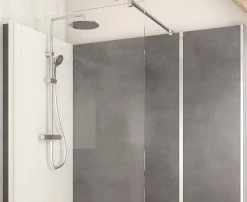 Cabine De Douche Pmr| Cabine de douche à l’italienne l.80 x L.170 x H.218 cm – effet pierre charbon, receveur de plain-pied, Elmer Serenity